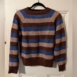 Vintage Pendleton Wool Sweater Striped Brown Blue USA Mens 38 Unisex